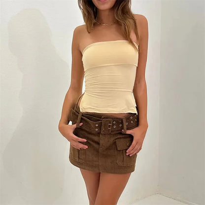 Tube Tops Women y2k Clothing Solid Color Off Shoulder Strapless Sleeveless Bandeau 2000s Fairycore Clothes Streetwear
