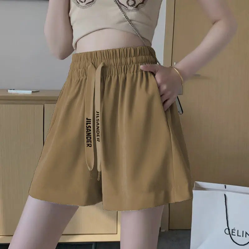 Shorts for Women Home Elastic Waist Short Pants Woman Pink Loose Elegant Classic Trend Baggy 2024 Hot Fashion Clothing Outfits