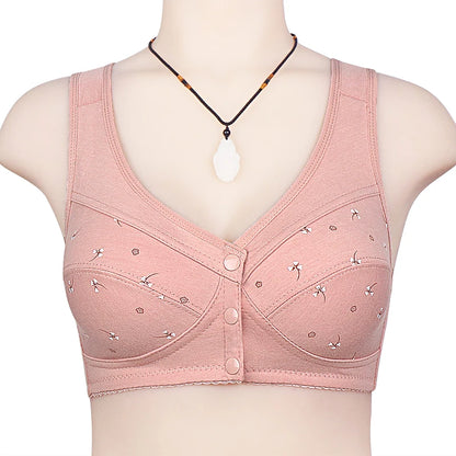 Bra Cotton Women Wire Free Bras Front Closure Brassiere Female Confortable Underwear Everyday Large Bust 52BC 50BC Cup
