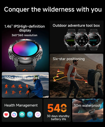 2025New Smart Watch For Men 1.46'' 360*360 HD AMOLED Color Display Voice Call Compass LED Sports Fitness Waterproof Watch Ladies