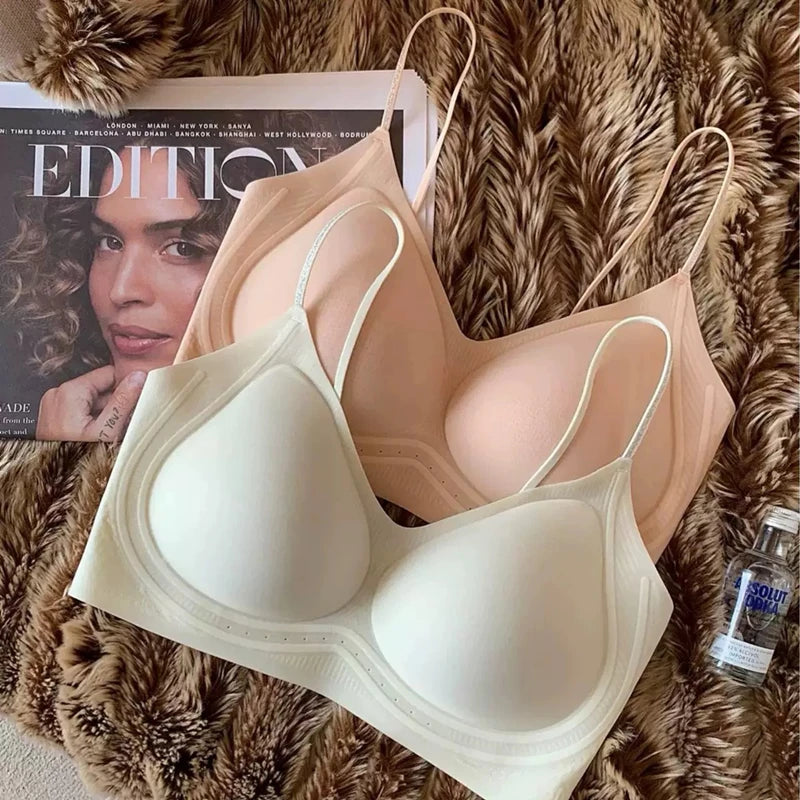 Women's Invisible Backless Tube Top with Liquid Foundation and No Steel Ring, Anti-sagging and Gathered Camisole Bra