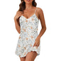 Ditsy Floral Nightgown for Women Loose Silk Satin Sleepwear V Neck Pajama Dress Soft Nightshirt Sleeveless Nightdress Chemise
