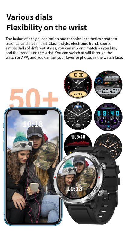 Smart Watch 1.6inch 400*400 Round Screen Bluetooth Call Heart Rate Hi-Fi Speakers IP68 Waterproof Sport Tracket Smartwatch