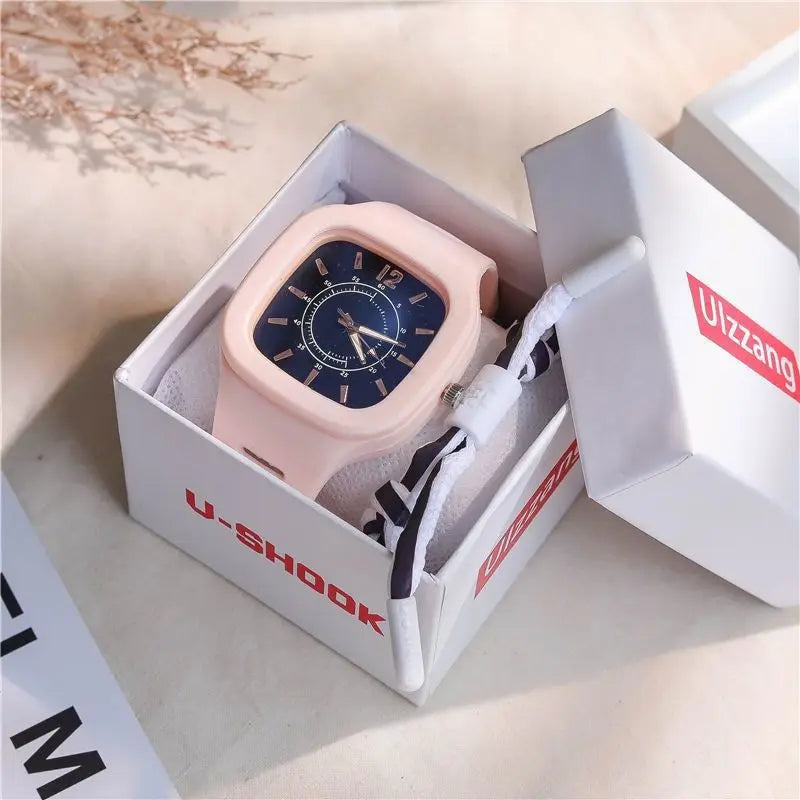 Watches for Elegant Women Simple Fashion Watch Minimalist Design Square Big Dial Soft Wristwatch Valentines Gift for Women Girls