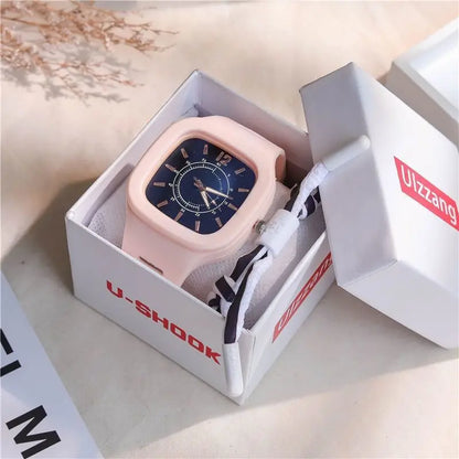 Watches for Elegant Women Simple Fashion Watch Minimalist Design Square Big Dial Soft Wristwatch Valentines Gift for Women Girls