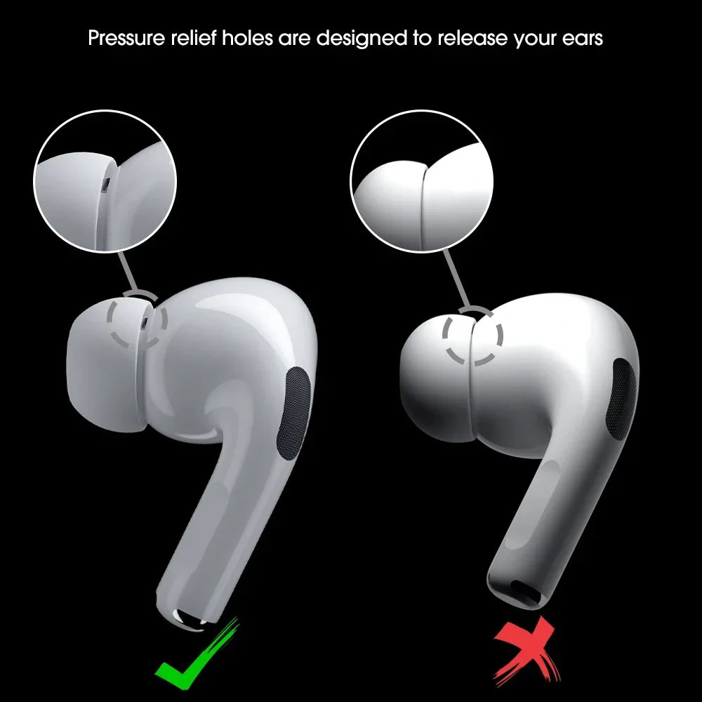 Soft Silicone Ear Tips for Airpods Pro 1/2 Gen Protective Earbuds Cover Noise Reduction Hole Ear-pads Gel Accessories XS/S/M/L