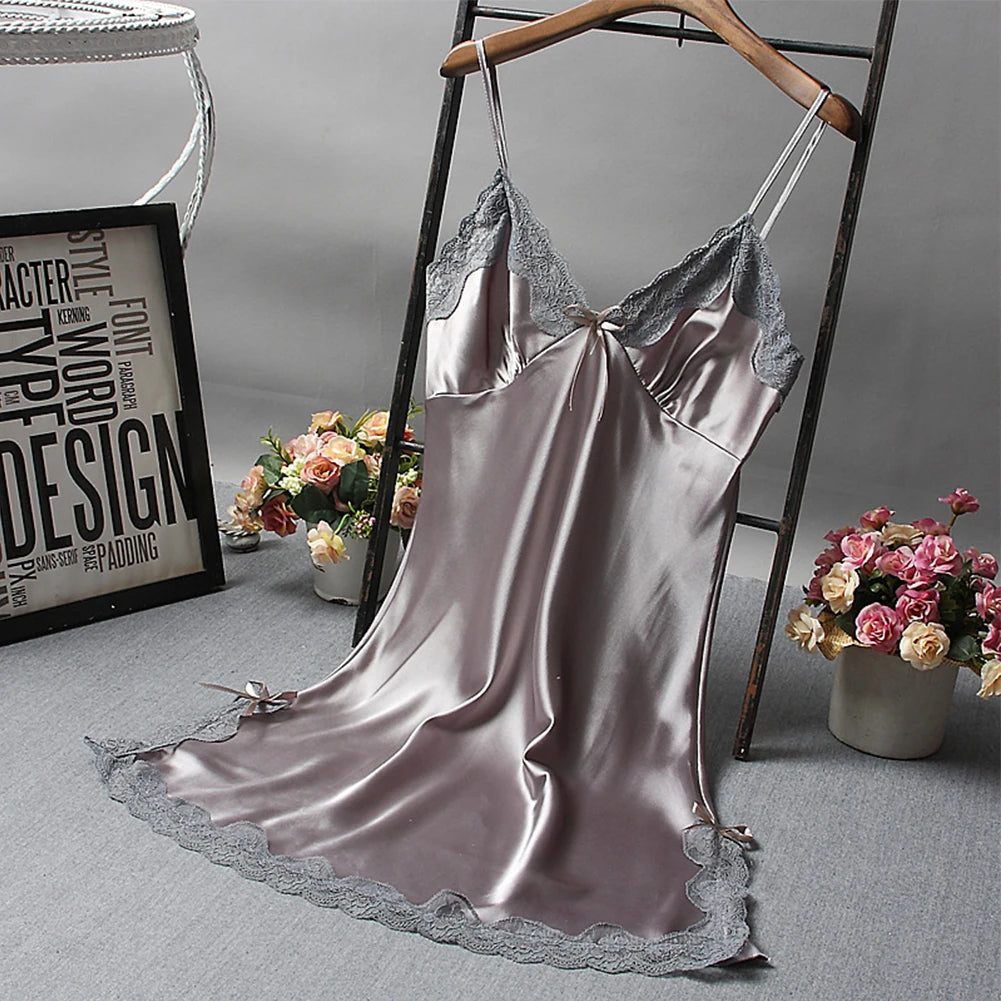 Sexy Lace Patchwork Nightwear Lingerie Nighty V Neck Wedding Dress Sleep Wear Nightdress Clothes Sexy Women's Nightgowns