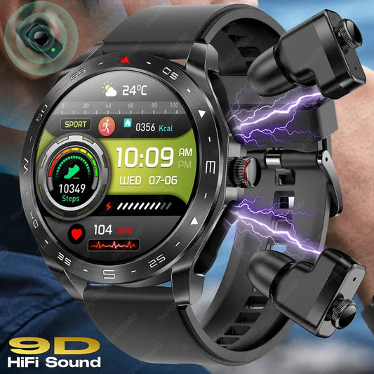 2025 New Smart Watch with TWS Earbuds 1.52 Inch AMOLED IP67 Waterproof Bluetooth Calls MP3 Music Smartwatch for Men Android iOS