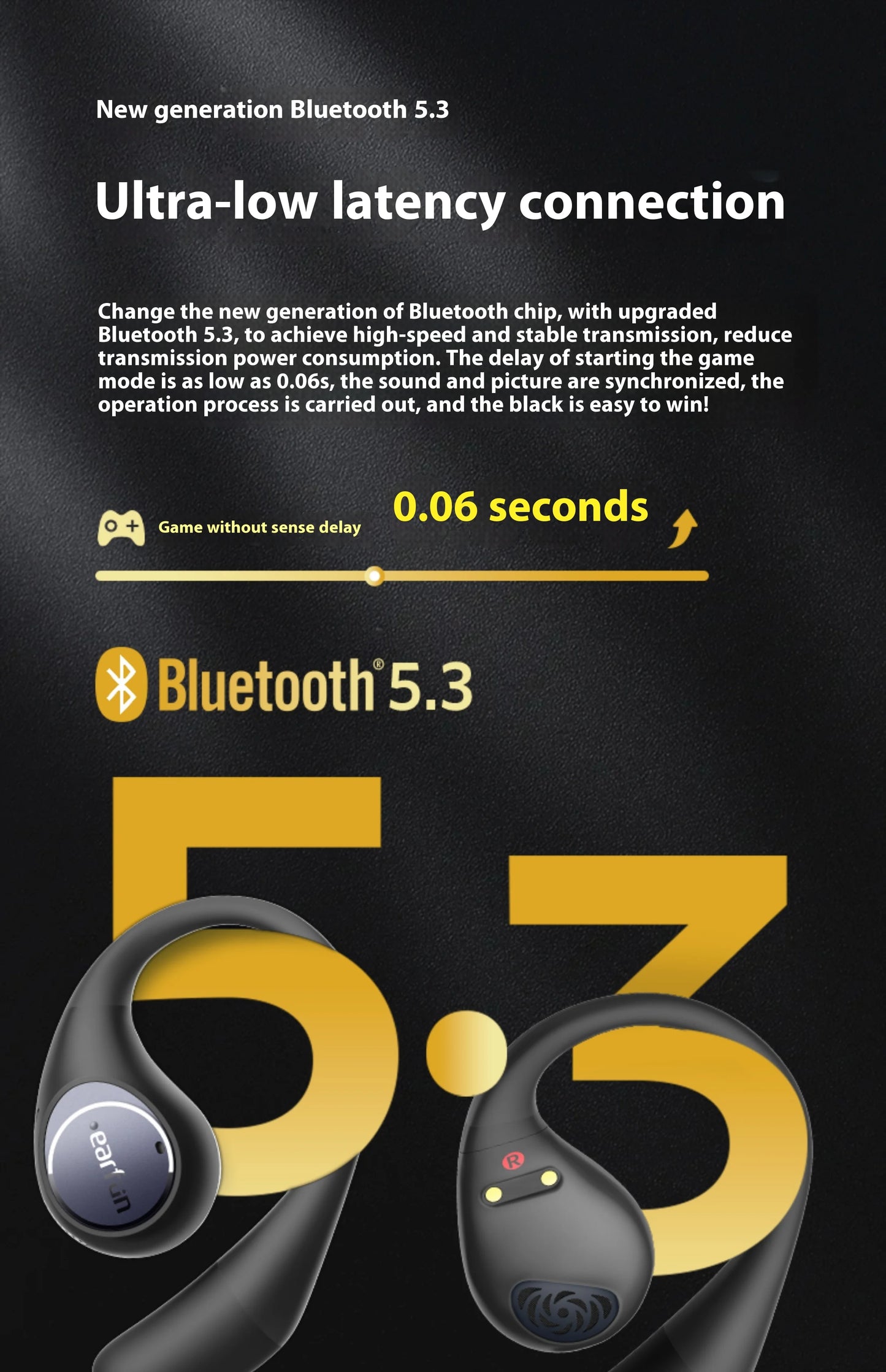 EarFun OpenJump Open-Ear Wireless Earbuds 4-mic AI Noise Cancellation IPX7 Waterproof Hi-Res LDAC Low Latency Earphone Custom