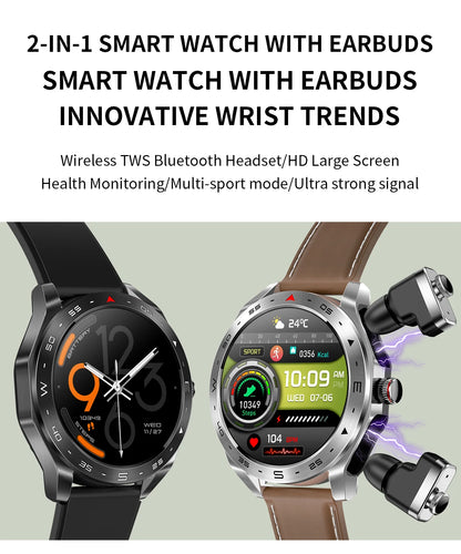 2025 New Smart Watch with TWS Earbuds 1.52 Inch AMOLED IP67 Waterproof Bluetooth Calls MP3 Music Smartwatch for Men Android iOS
