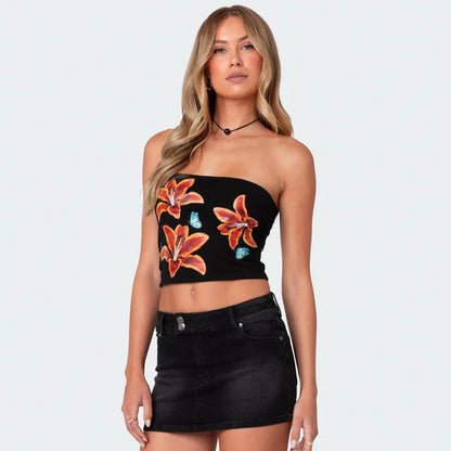 Sexy Tube Top Floral Print Bralette Mujer Mini Lenceria Femenina Ladies Bandeau Top Strapless Bra For Women Underwear Bustier