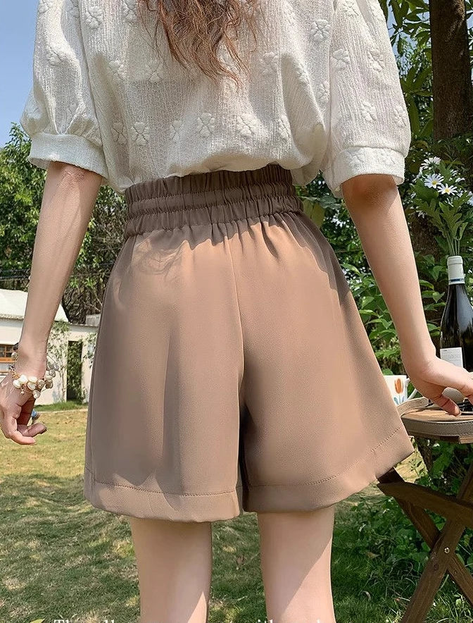 Shorts for Women Home Elastic Waist Short Pants Woman Pink Loose Elegant Classic Trend Baggy 2024 Hot Fashion Clothing Outfits
