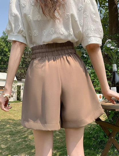 Shorts for Women Home Elastic Waist Short Pants Woman Pink Loose Elegant Classic Trend Baggy 2024 Hot Fashion Clothing Outfits