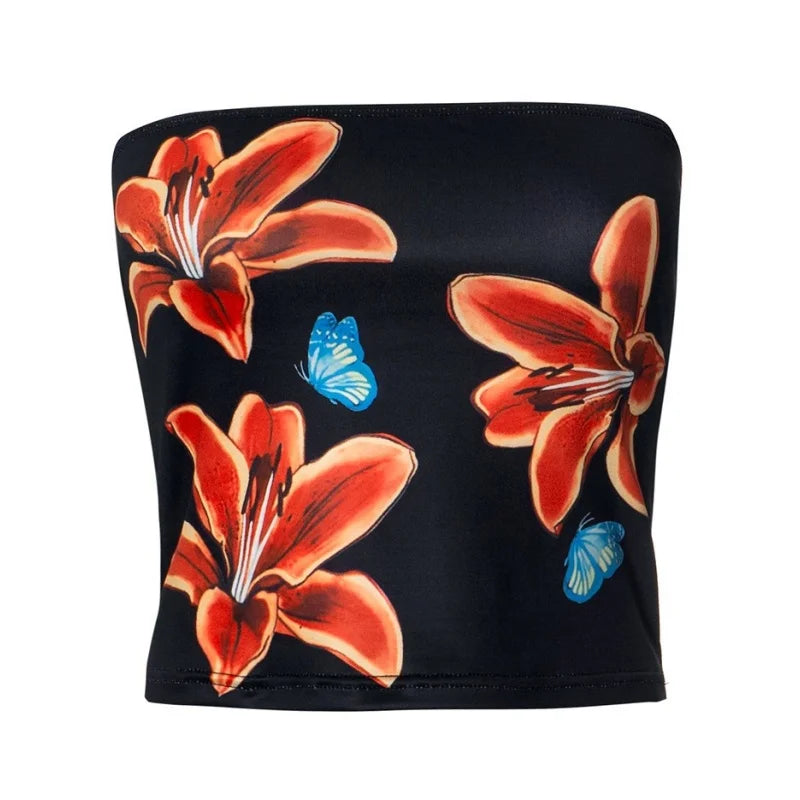 Sexy Tube Top Floral Print Bralette Mujer Mini Lenceria Femenina Ladies Bandeau Top Strapless Bra For Women Underwear Bustier